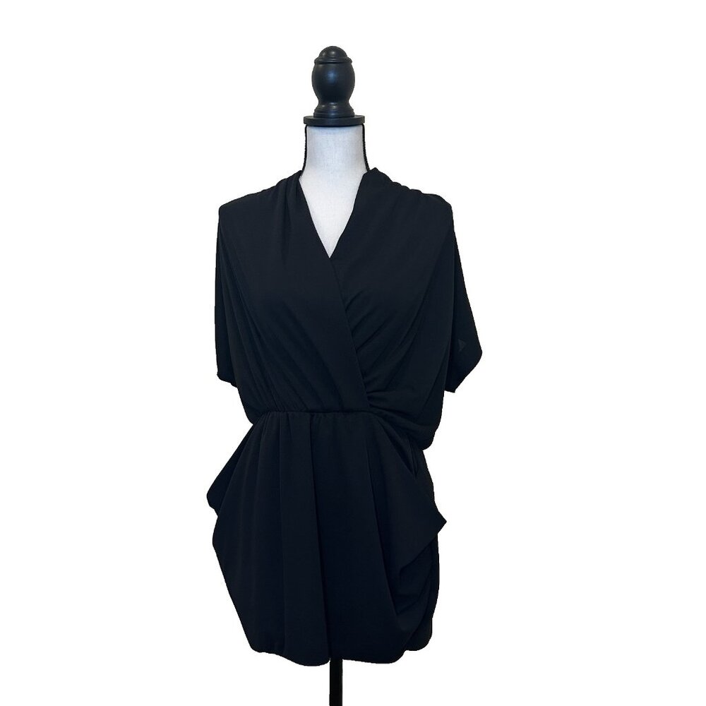 RACHEL Rachel Roy Dress Women’s XS Black Wrap V-Neck Pockets Short Sleeves